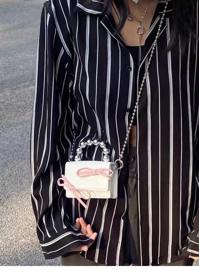 Bolso de Mano Mini con Cadena y Moño Texturizado - Image 24