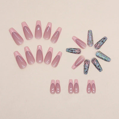 Uñas Francesas Medianas Elegantes - Diseño Europeo y Americano - Image 11