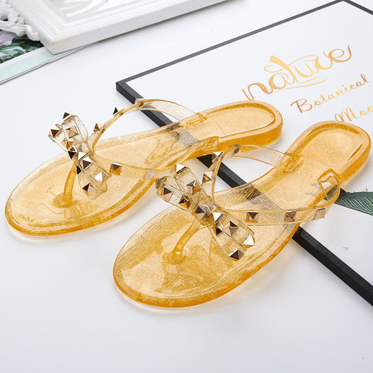 Sandalias de Cristal Jelly con Moño y Remaches - Calzado Transparente Moderno - Image 12