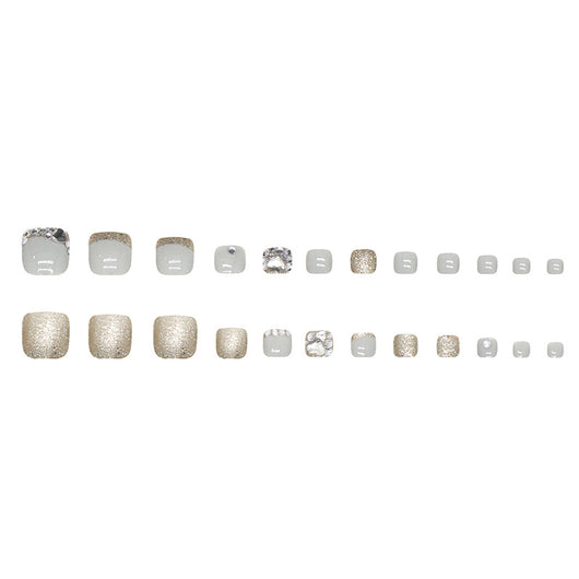 Uñas de Pie Brillantes con Diamantes Completos Champagne - Image 14