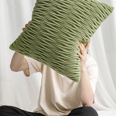 Almohada Decorativa Plisada Verde en Relieve 3D - Image 11