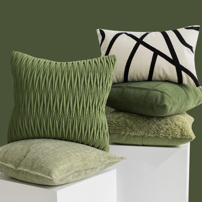 Almohada Decorativa Plisada Verde en Relieve 3D - Image 12
