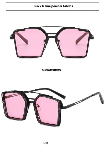 Gafas de Sol Steampunk Hombre Marco Hueco Cuadrado Metal Doble Rayo - Image 33