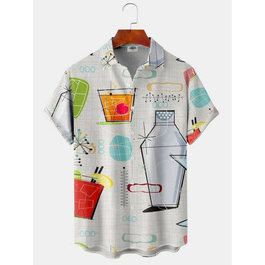 Camisa Manga Corta Hombre Estampado 3D Digital Rayas Multicolor - Image 4
