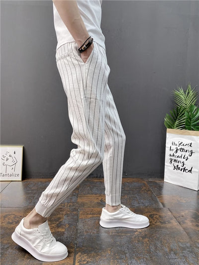 Pantalones Casuales Slim Fit Hombre con Rayas Verticales para Primavera y Verano - Image 20