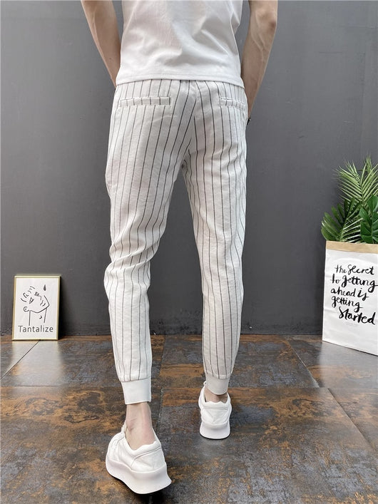 Pantalones Casuales Slim Fit Hombre con Rayas Verticales para Primavera y Verano - Image 26