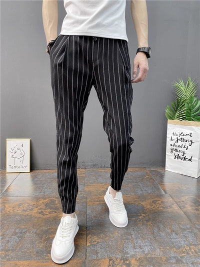 Pantalones Casuales Slim Fit Hombre con Rayas Verticales para Primavera y Verano - Image 38
