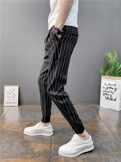 Pantalones Casuales Slim Fit Hombre con Rayas Verticales para Primavera y Verano - Image 44
