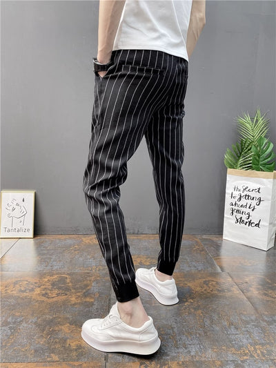 Pantalones Casuales Slim Fit Hombre con Rayas Verticales para Primavera y Verano - Image 46