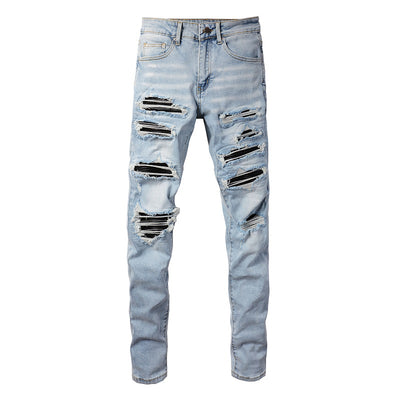 Jeans Slim Fit Elásticos con Parches de Cuero para Hombre - Image 10