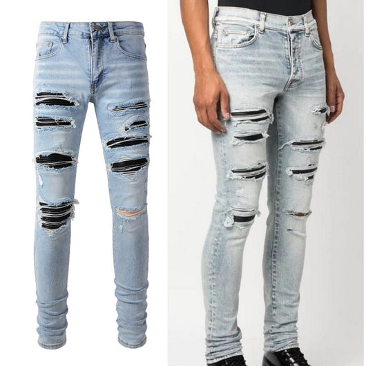 Jeans Slim Fit Elásticos con Parches de Cuero para Hombre - Image 12