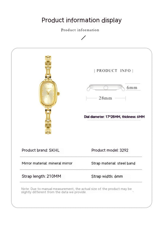 Reloj de Pulsera Ovalado Dorado Vintage Lujo Artístico Cuarzo - Image 17