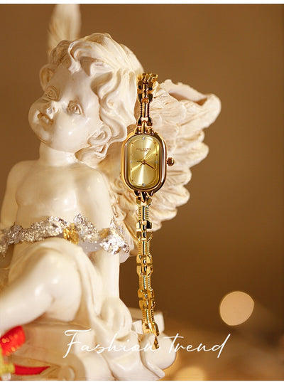 Reloj de Pulsera Ovalado Dorado Vintage Lujo Artístico Cuarzo - Image 23