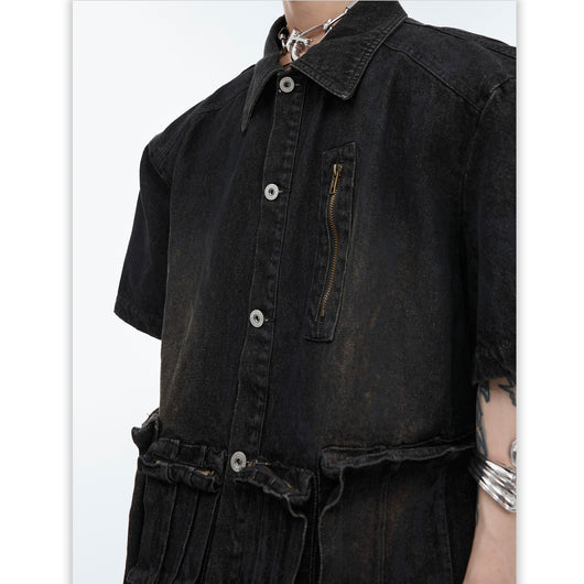 Chaqueta Denim Corta Estilo Retro Desgastado - Image 9