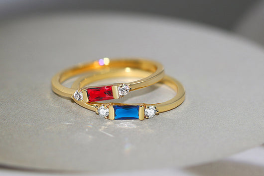 Anillo de Compromiso Geométrico con Circonia Cúbica Chapado en Oro 14K - Image 23