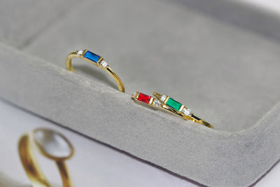 Anillo de Compromiso Geométrico con Circonia Cúbica Chapado en Oro 14K - Image 24