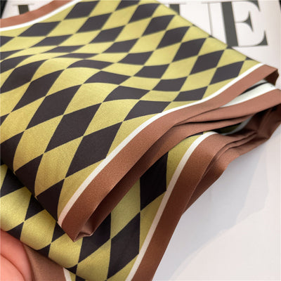 Bufanda Larga Delgada con Diseño Pata de Gallo Doble Capa de Seda Imitada para Mujer - Image 82