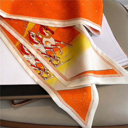 Bufanda Larga Delgada con Diseño Pata de Gallo Doble Capa de Seda Imitada para Mujer - Image 89