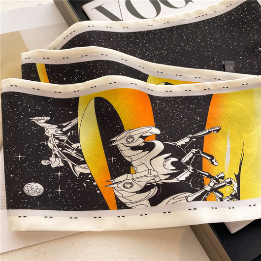 Bufanda Larga Delgada con Diseño Pata de Gallo Doble Capa de Seda Imitada para Mujer - Image 121