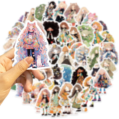 50 JDM car stickers featuring various modified racing and cartoon graffiti designs of sports cars and sedans. - Image 13