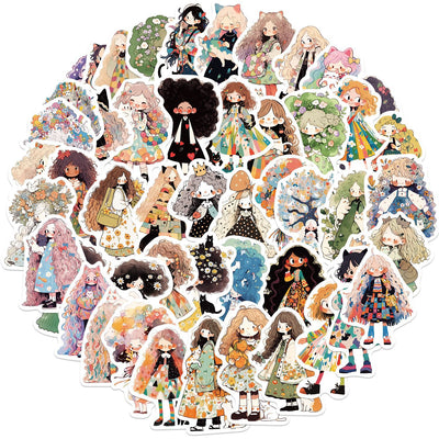 50 JDM car stickers featuring various modified racing and cartoon graffiti designs of sports cars and sedans. - Image 15