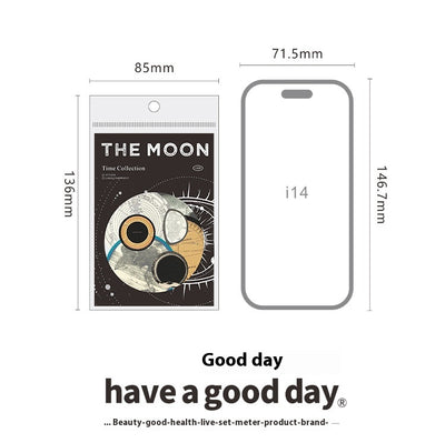 A collection of retro-style washi stickers featuring moon phases, planets, and celestial designs in various shapes and sizes. - Image 38