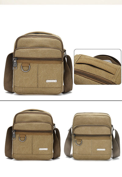 Bolsa Mensajero de Lona Multisección con Bandolera Única para Hombre - Image 9