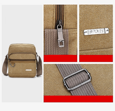 Bolsa Mensajero de Lona Multisección con Bandolera Única para Hombre - Image 10