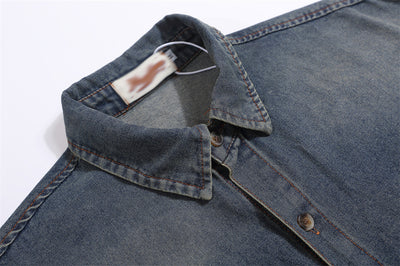Camisa Denim Punk de Manga Corta para Hombre - Image 39
