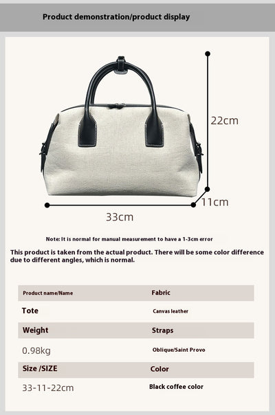 Bolso Casual de Cuero Bowling con Contraste de Lino Premium - Image 12