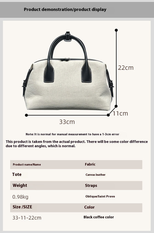 Bolso Casual de Cuero Bowling con Contraste de Lino Premium - Image 12