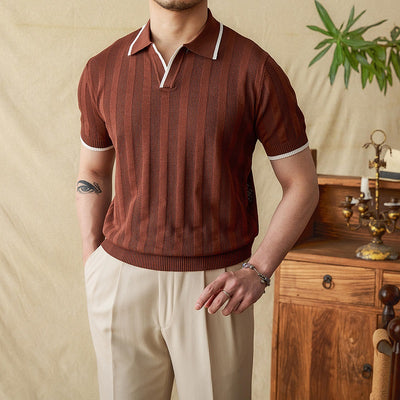 Polo de Punto Tejido con Cuello de Tijeras Manga Corta para Hombre - Image 16