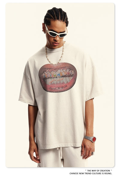 Camiseta Estampada Retro Americana Graffiti para Hombre - Image 14