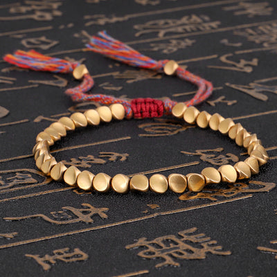 Pulsera Tibetana Budista Trenzada con Cuentas de Cobre - Brazalete de Cuerda de la Suerte - Image 18