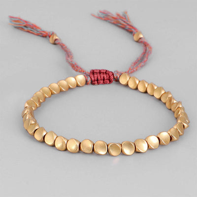 Pulsera Tibetana Budista Trenzada con Cuentas de Cobre - Brazalete de Cuerda de la Suerte - Image 19