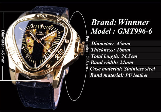 Reloj Mecánico Automático Hombre Diseño Triangular Hueco Esfera Grande - Image 20