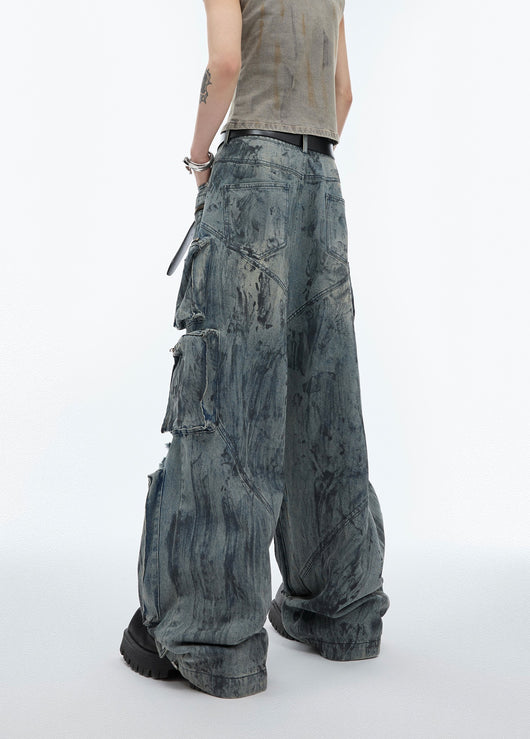 Jeans Artesanales Multibolsillos con Detalles Desgastados - Image 24