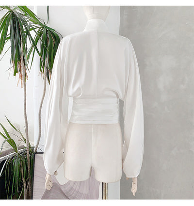 Blusa Drapeada Escotada con Cintura Ajustada y Pliegues - Image 16