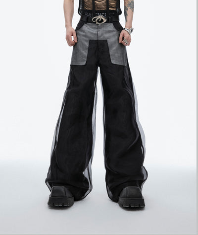 Pantalones Casuales de Corte Recto con Diseño de Malla Doble Capa - Image 15