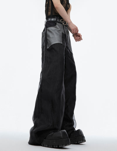 Pantalones Casuales de Corte Recto con Diseño de Malla Doble Capa - Image 16