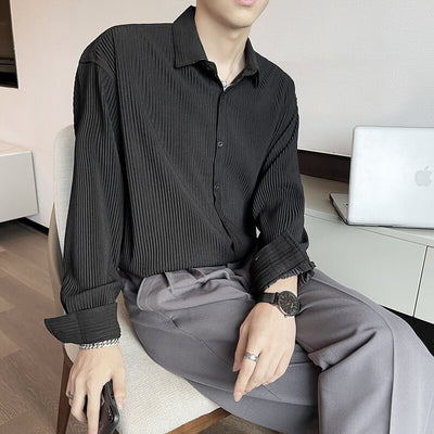 Camisa Blanca Casual con Rayas Oscuras - Diseño Moderno y Versátil - Image 9