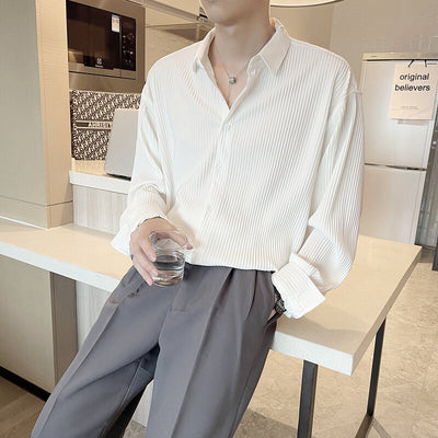 Camisa Blanca Casual con Rayas Oscuras - Diseño Moderno y Versátil - Image 11