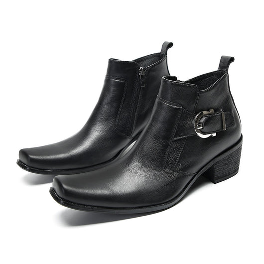 Botas Altas Casuales de Cuero para Hombre - Estilo Retro Trendy - Image 17