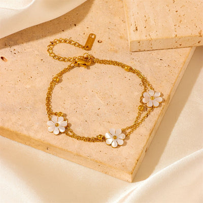 Conjunto de Joyería Flor Margarita en Acero Inoxidable: Collar Doble y Aretes - Image 15