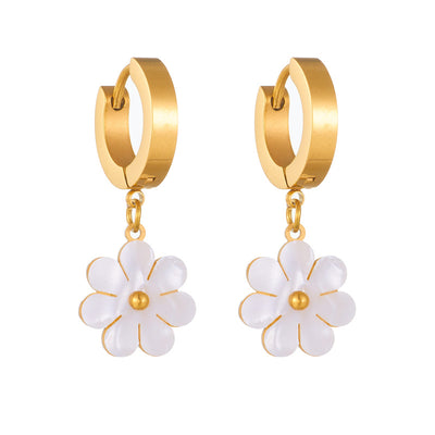 Conjunto de Joyería Flor Margarita en Acero Inoxidable: Collar Doble y Aretes - Image 17