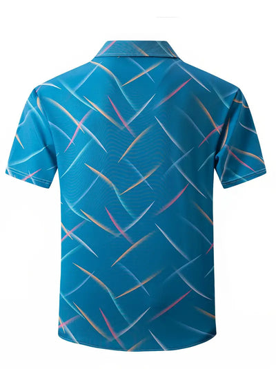 Camisa de Playa Hombre Rayas Plumas - Manga Corta Botones Casual Verano - Image 31