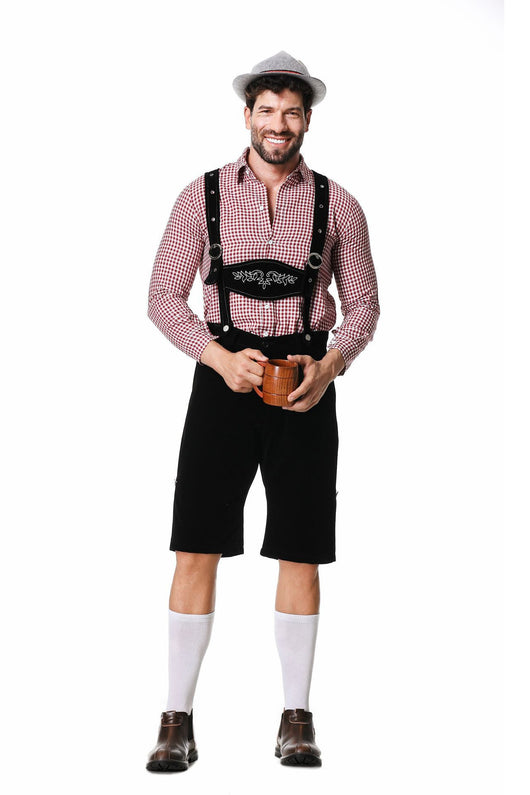 Traje Tradicional Bávaro para Festivales - Conjunto de 3 Piezas con Sombrero y Camisa Cuadriculada - Image 10