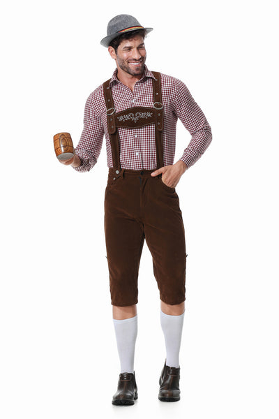 Traje Tradicional Bávaro para Festivales - Conjunto de 3 Piezas con Sombrero y Camisa Cuadriculada - Image 15