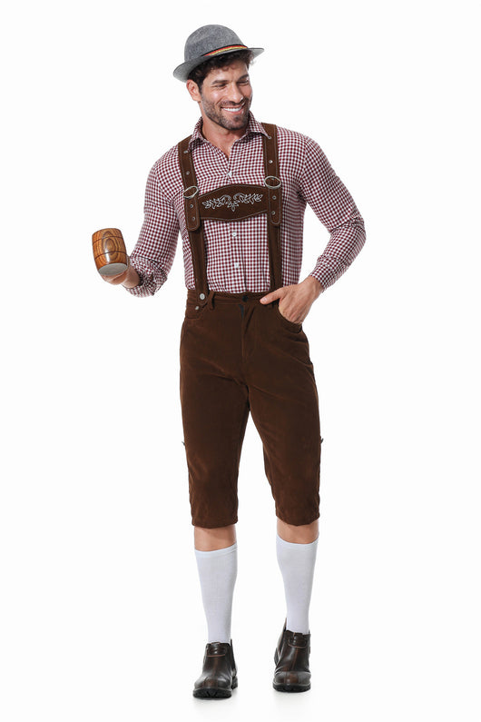 Traje Tradicional Bávaro para Festivales - Conjunto de 3 Piezas con Sombrero y Camisa Cuadriculada - Image 15