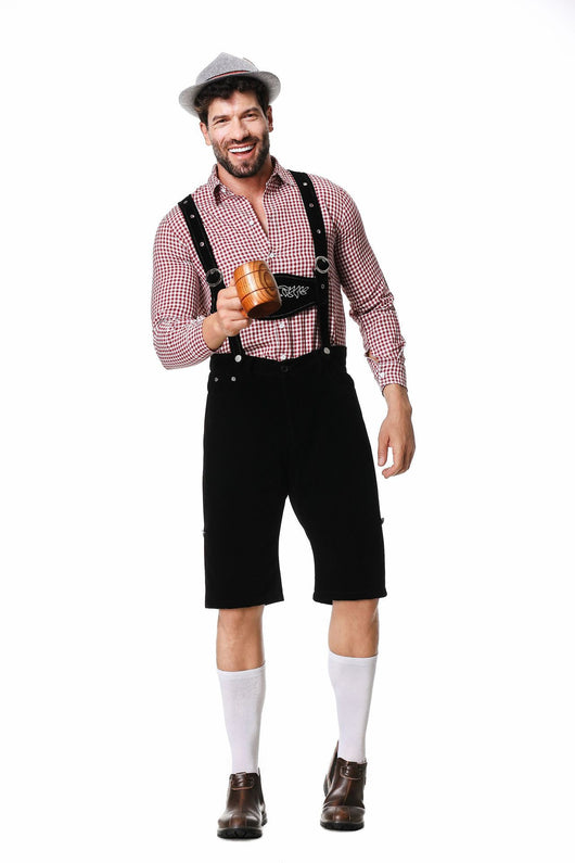 Traje Tradicional Bávaro para Festivales - Conjunto de 3 Piezas con Sombrero y Camisa Cuadriculada - Image 16